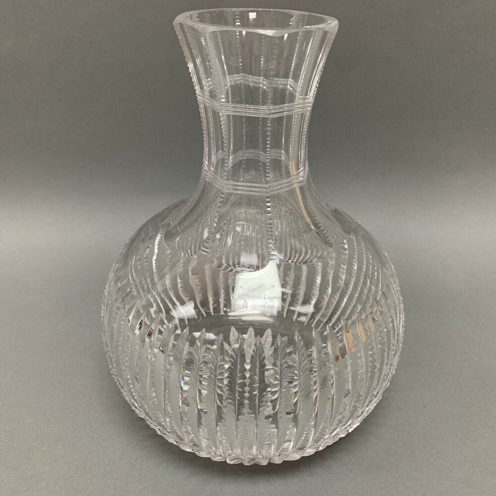 Vintage Carafe Decanter Vase Clear Cut-glass‎ 8" high